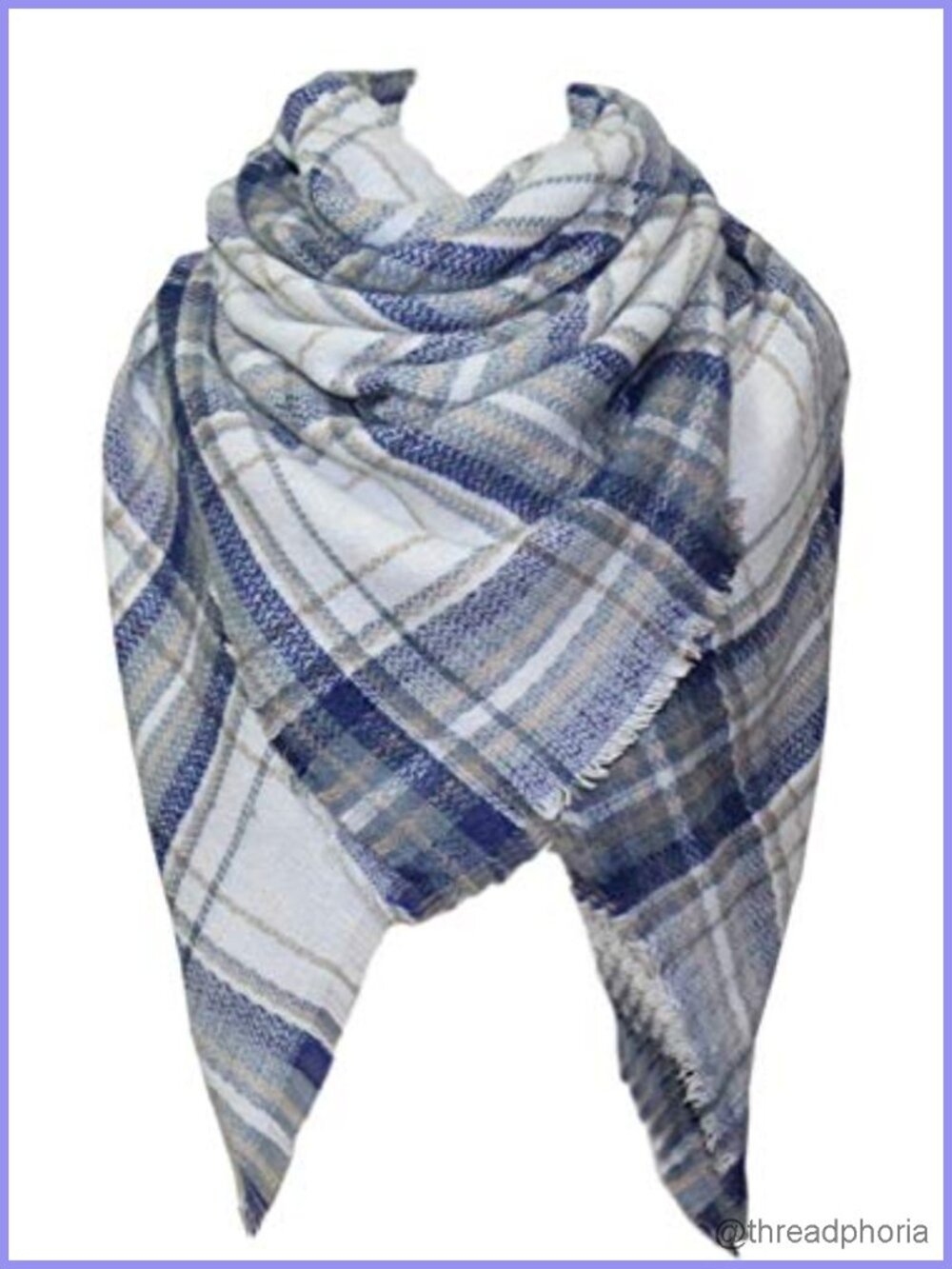 Vintage Plaid Tartan Shawl Wrap Scarf 55x55 Acrylic Cashmere-Like Warm Cape